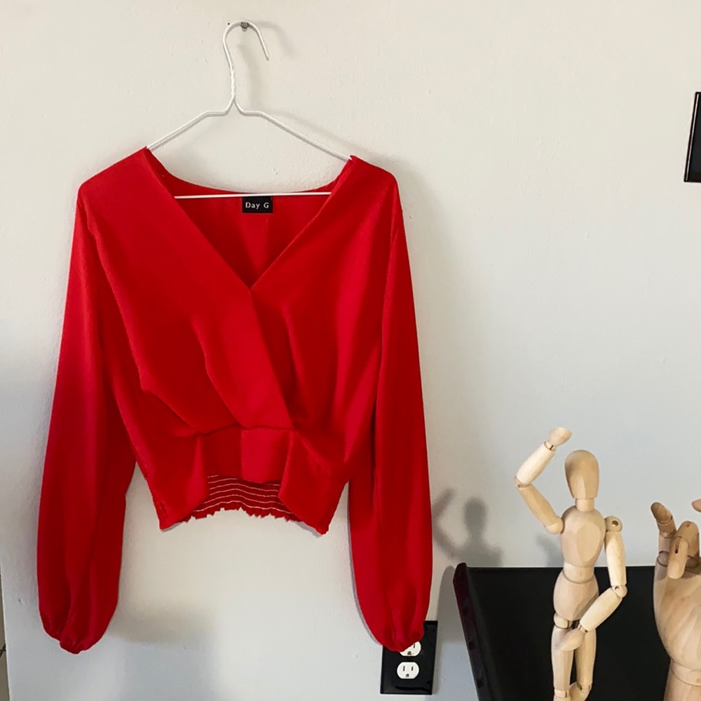 Red Long Sleeve Blouse